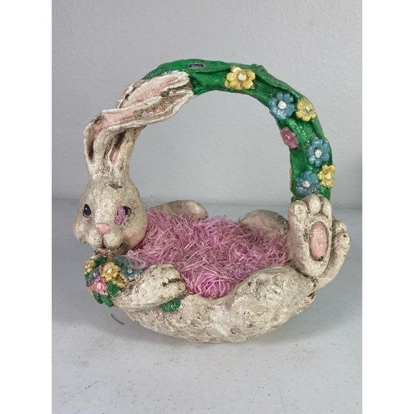 Easter Egg Basket Decor Bunny Rabbit 9" Tall Spring Holiday Centerpiece… - Picture 2 of 11